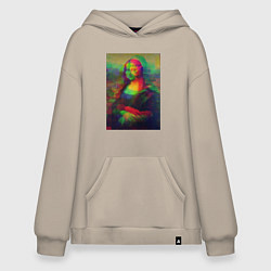 Толстовка-худи оверсайз Мона Лиза с глюками, цвет: миндальный