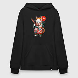 Худи оверсайз Кошечка в кимоно в японском стиле