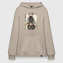 Худи оверсайз Акварель -мотоциклист