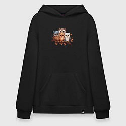 Худи оверсайз Четыре совы на ветке