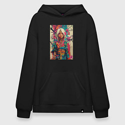 Худи оверсайз Белокурая индейская девушка в японском кимоно - жи