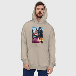 Толстовка-худи оверсайз Принцесса Пич с автоматом, цвет: миндальный — фото 2