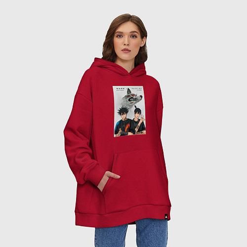 Худи оверсайз Магическая битва Мэгуми Фусигуро Аки Хаякава / Красный – фото 3
