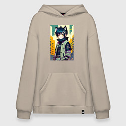 Худи оверсайз Девочка котёнок - нейросеть
