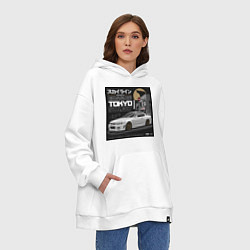 Толстовка-худи оверсайз Nissan Skyline годзила, цвет: белый — фото 2