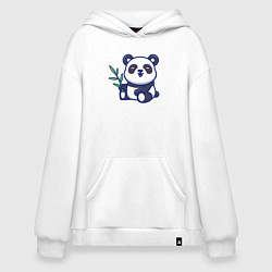 Толстовка-худи оверсайз Панда с веточкой, цвет: белый