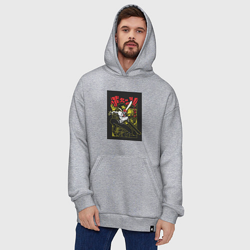 Худи оверсайз Человек-бензопила Денджи воплощение демона / Меланж – фото 4