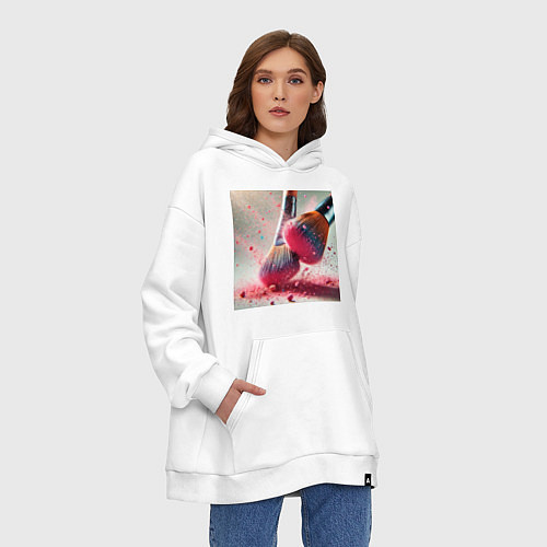 Худи оверсайз Розовый макияжный вихрь / Белый – фото 3