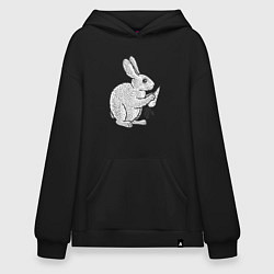 Толстовка-худи оверсайз Зайчик и морковка, цвет: черный