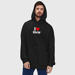 Толстовка-худи оверсайз I love my BMW, цвет: черный — фото 2