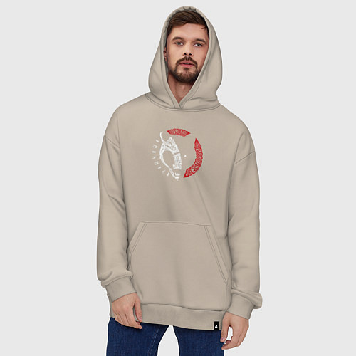 Худи оверсайз Волк фенрир в кельтском стиле с рунами / Миндальный – фото 4