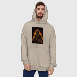 Толстовка-худи оверсайз Пожарный огнеборец, цвет: миндальный — фото 2