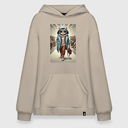 Худи оверсайз Модный кот в очках на дефиле животных