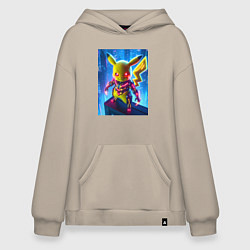 Худи оверсайз Neon Pikachu - cyberpunk horror