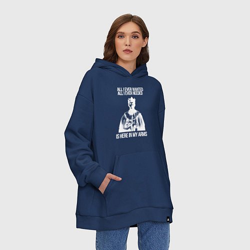 Худи оверсайз In my arms белый / Тёмно-синий – фото 3