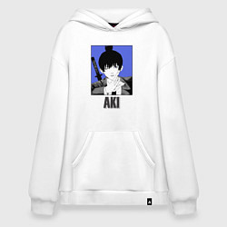 Толстовка-худи оверсайз Человек-бензопила Aki, цвет: белый