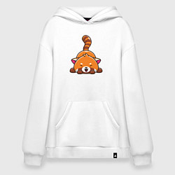 Толстовка-худи оверсайз Cute red panda, цвет: белый