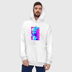 Толстовка-худи оверсайз Девочка зайчик-самурай с катаной - sexy, цвет: белый — фото 2