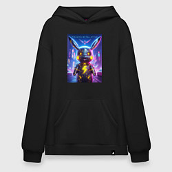 Худи оверсайз Cyber Pikachu - metal style neon glow