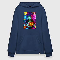 Толстовка-худи оверсайз Minecraft and halloween collaboration - ai art, цвет: тёмно-синий