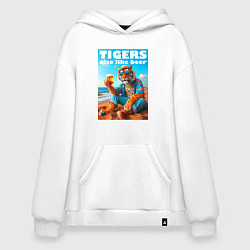 Худи оверсайз Tigers also like beer - ai art fantasy