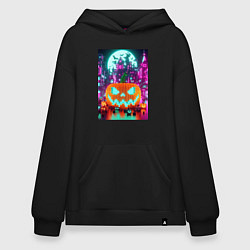 Толстовка-худи оверсайз Halloween and Minecraft - pumpkin, цвет: черный