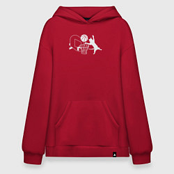 Толстовка-худи оверсайз Кот баскетболист, цвет: красный