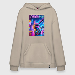 Худи оверсайз Кибер Пикачу - неоновое свечение