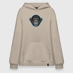 Толстовка-худи оверсайз Funny monkey, цвет: миндальный