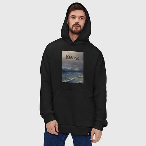 Худи оверсайз Kseniya волны / Черный – фото 4