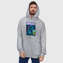 Толстовка-худи оверсайз Neon cyber beersaur - neon glow fantasy, цвет: меланж — фото 2