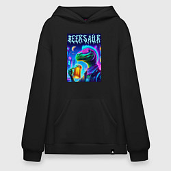 Худи оверсайз Пивозавр панк - неоновое свечение