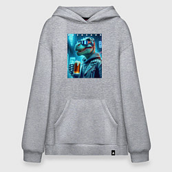 Худи оверсайз Крутой чувак Дино с кружкой пива - нейроарт