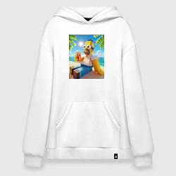 Худи оверсайз Гомер Симпсон в стиле Майнкрафт с кружкой пива - н