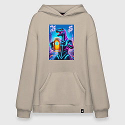 Худи оверсайз Neon beersaur in metropolis - ai art fantasy
