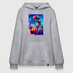 Худи оверсайз Пивозавр в виртуальных очках - нейроарт