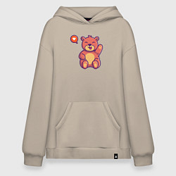 Толстовка-худи оверсайз Lovely bear, цвет: миндальный