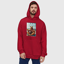 Толстовка-худи оверсайз Медведи тоже любят пиво - слоган, цвет: красный — фото 2
