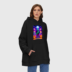 Толстовка-худи оверсайз Halloween and Minecraft - neon collaboration, цвет: черный — фото 2