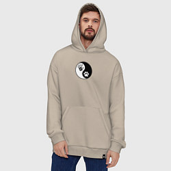 Толстовка-худи оверсайз Инь ян символ квадробика, цвет: миндальный — фото 2