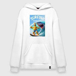 Худи оверсайз Homer Simpson and shark - surfing never alone