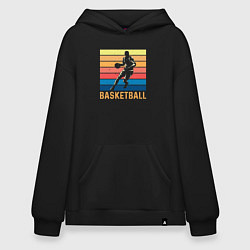 Толстовка-худи оверсайз Basketball lettering, цвет: черный