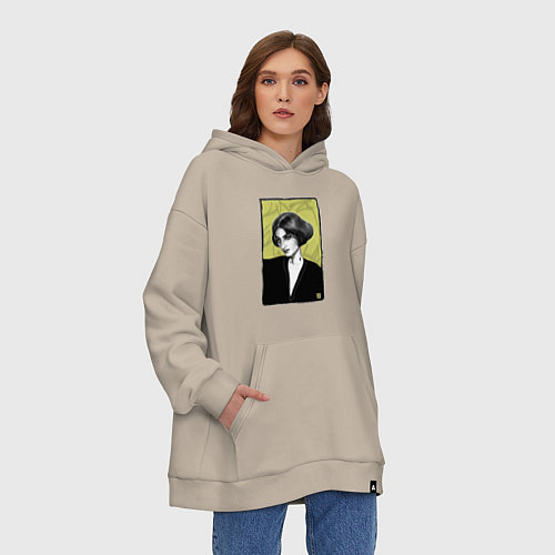 Худи оверсайз Желтоглазая мадам / Миндальный – фото 3