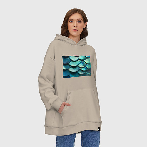 Худи оверсайз Чешуя крупной рыбы / Миндальный – фото 3