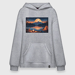 Худи оверсайз Костер на берегу озера