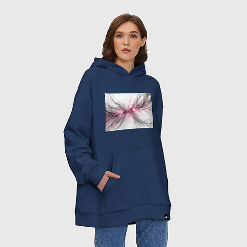 Худи оверсайз Электрическое сплетение / Тёмно-синий – фото 3