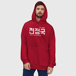 Толстовка-худи оверсайз Чон Чонгук bts, цвет: красный — фото 2