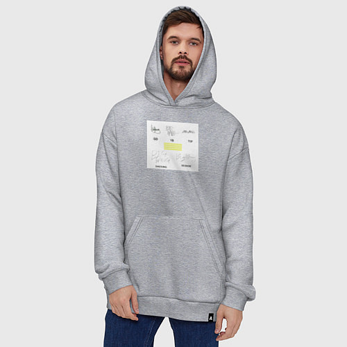 Худи оверсайз Big bang подписи участников / Меланж – фото 4