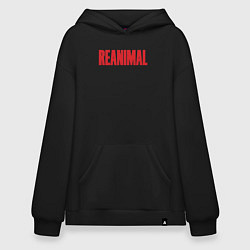 Толстовка-худи оверсайз Reanimal logo, цвет: черный