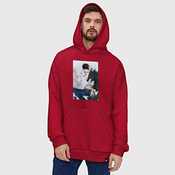 Толстовка-худи оверсайз Магическая битва Мэгуми Фусигуро арт, цвет: красный — фото 2